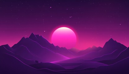 Poster - Vibrant Purple Gradient with Neon Edge, minimalistic design, high resolution, smooth transitions, dynamic lighting effects, modern aesthetic