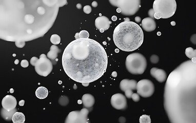 Aufkleber - Abstract floating white spheres on a dark background, ideal for science or technology projects