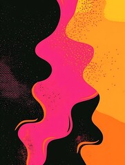 Poster - Abstract wavy design in pink, orange, and black