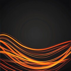 Poster - Abstract orange light waves flow on dark background, ideal for digital art