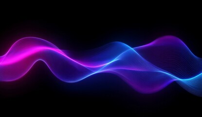 Poster - Futuristic Neon Lines, vibrant blue and purple lines create an abstract design on a dark stage, evoking technology and innovation.