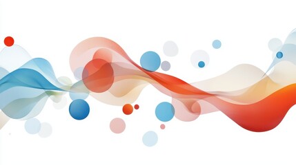 Poster - Colorful abstract waves with circles floating in a smooth gradient design for modern backgrounds or creative projects