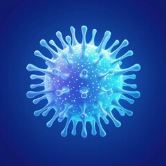 Poster - clean and simple illustration of a virus on a blue background for educational purposes in scientific