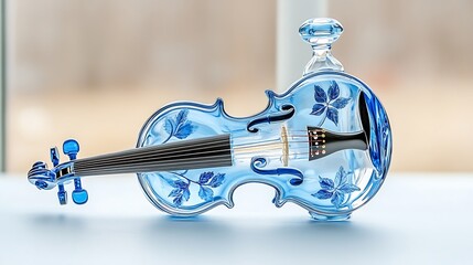 Wall Mural - Blue Glass Violin  Musical Instrument  Crystal Decor  Home Decor   Ornament