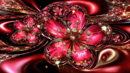 Poster - Floral fantasy art digital creation vibrant patterns abstract environment close-up view nature concept