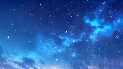 a galaxy background with blue stars, designed to evoke a sense of wonder and cosmic exploration.