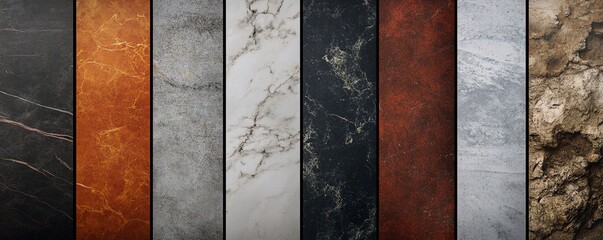 Poster - Collection of stone and marble textures showing variety of colors