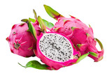 Dragon fruit Isolated on white background PNG transparent clipart.