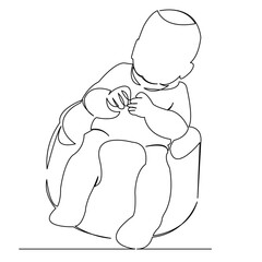 Wall Mural - One continuous single drawing line art flat doodle baby, child, chair, toddler, kid. Isolated image hand draw contour on a white background
