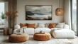 © Tatiana Vagizova - Cozy Modern Living Room with Warm Tones. Generative AI