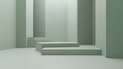 Poster - Abstract Green Geometric Platform Display Room