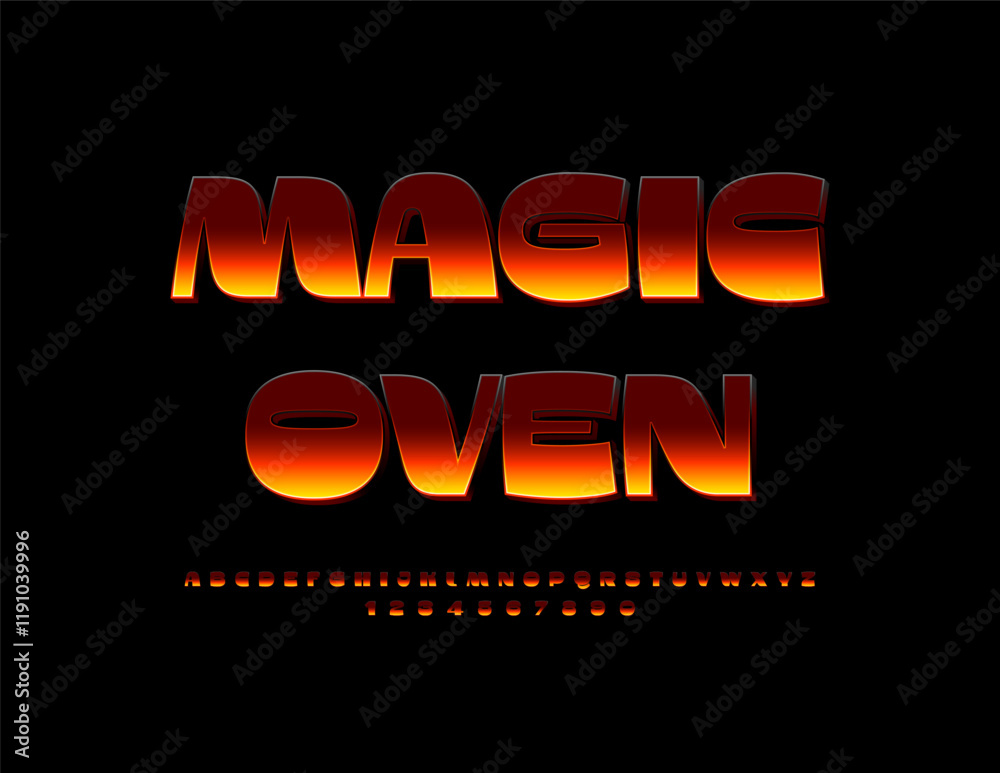 Vector Business Concept Magic Oven with Hot Unique Font. Flame Effect ...