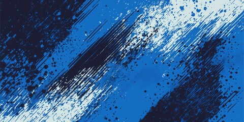 Poster - Dynamic Blue Design, abstract brush strokes and halftone dots create sporty visuals, perfect for branding or event promotion.