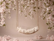 © garpinina - Empty newborn digital swing background hanging decorated with white flowers