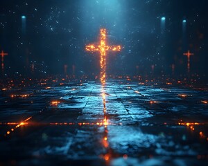 Poster - Illuminating Cross A Futuristic Digital Representation of Faith and Spirituality