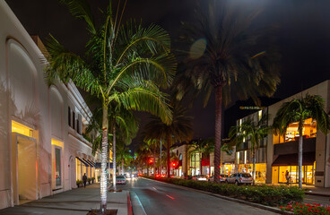 World famous Rodeo Drive in Beverly Hills by night