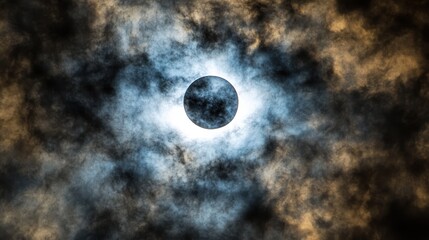 Sticker - dramatic solar eclipse with sunbeams piercing through clouds