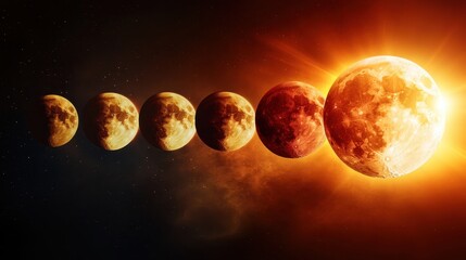 Wall Mural - Time Lapse Composition of Solar Eclipse Phases in Stunning Detail