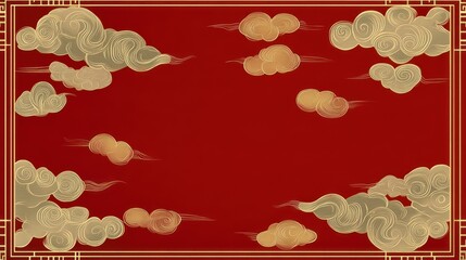 Wall Mural - Red Asian cloud background design, celebration template