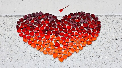Poster - An Artistic Arrangement of Different Shades of Colorful Hearts Expressing Emotion with a Symbolic Arrow in a Unique and Captivating Design
