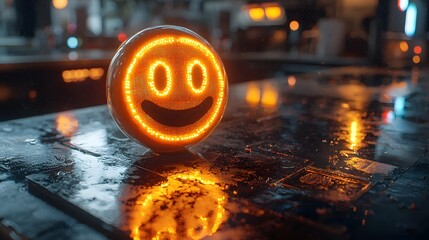 Poster - Emoji Faced Digital Assistant Showcasing Sentiment Analysis Insights on Sleek Smartphone Interface