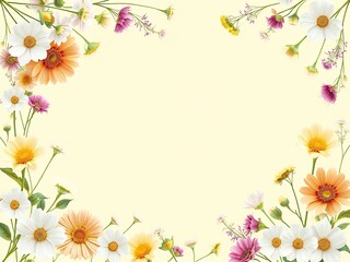 an image of a floral frame with daisies and other flowers.