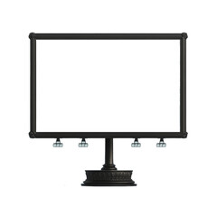 Poster - The image shows a large blank billboard with an ornate black frame and pedestal base.  It is an outdoor advertising structure.