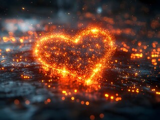 Poster - glowing digital heart monitor visualizing public sentiment trends and emotions
