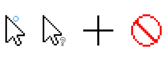Poster - cursor icon set, cursor pointers, cursor mouse icon set, computer mouse, 8-bit, pixel cursor icon se