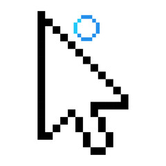 Poster - pixelated mouse cursor with blue loading circle, pointer, loading circle, pixelated mouse cursor, mo