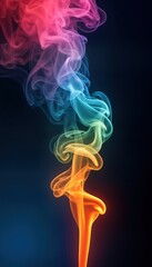 Poster - Colorful smoke swirls, flows in abstract pattern. Vivid colors blend in dynamic motion. Intense energy showcased. Abstract shapes create stunning visual effect. Art perfect for creative design