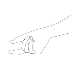 One continuous line drawing of human hand . Single line of human anatomy vector illustration