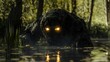 © Thirakun - Earth golem emerging from a swamp with glowing eyes