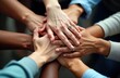 © Maryna - Diverse hands together show unity, harmony among people. Hands of different ethnicities join as symbol of solidarity. People connect in powerful expression of support. Group effort creates strong