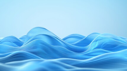 Wall Mural - Abstract Blue Waves with Soft Curves and Fluid Motion Design