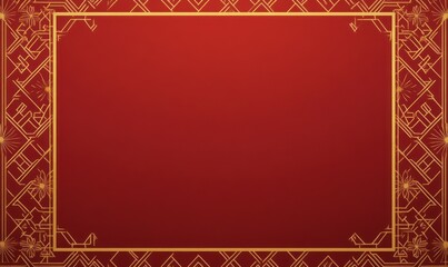 Wall Mural - Red festive background, gold frame, fireworks, celebration, template