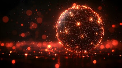 Poster - glowing luminous spherical representation of a futuristic interconnected digital data network visual