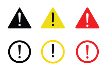 Wall Mural - warning sign icon set. caution warning sign. exclamation marks warning symbol. system alert sign for