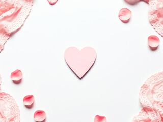 Poster - love shape and pink background valentine days