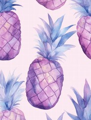 Poster - Colorful watercolor pineapple pattern ideal for tropical themed decor or summer festivities featuring vibrant hues and artistic flair. Generative AI