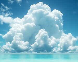 Naklejka na meble Majestic cumulus clouds over tranquil ocean.