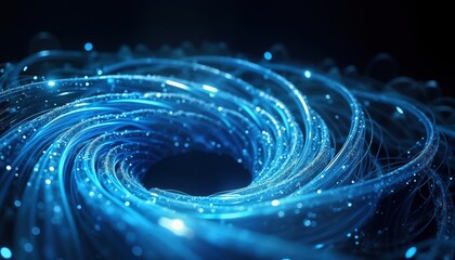 Poster - abstract twirling glowing blue lines create dynamic fractal pattern. futuristic energy explosion eff