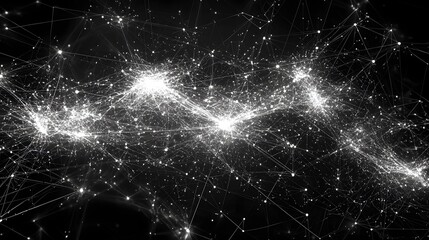 Poster - Interconnected digital network of points and lines symbolizing the flow and visualization of big data and information technology concepts