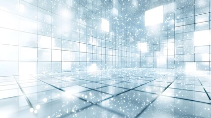 Poster - Futuristic digital background featuring a glowing network of interconnected grids and lines symbolizing the complex web of data connections and big data technology  This abstract
