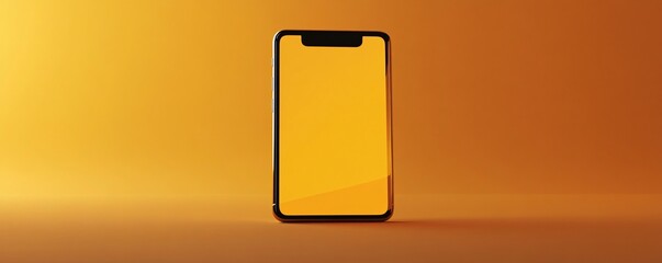 Poster - Modern smartphone showing empty screen on orange background