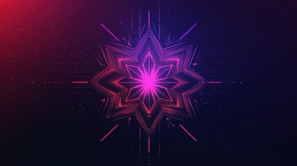 Leinwandbilder - Simple and clean illustration of a colorful star shaped virus on a dark background. Generative AI