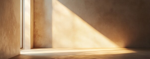 Wall Mural - Empty room with sunlight illuminating concrete wall and floor