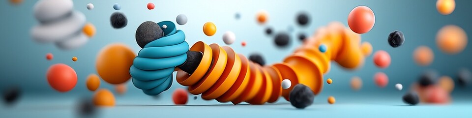 Poster - vibrant 3d visualization of frequency modulation process used in radio broadcasting showcasing a dyn