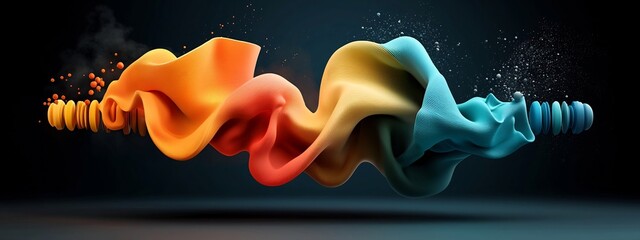 Poster - Vibrant Sine Wave Swirl   Resonant Abstract Digital Art Depicting the Concept of Resonance at Different Frequencies through Dynamic Fluid Motion and Colorful Gradients