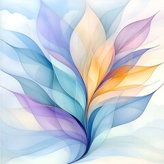 Poster - Delicate abstract art with sinuous curved lines in a tranquil color scheme of soft blue and lavender hues featuring intricate flowing patterns created with delicate brushstrokes and a serene